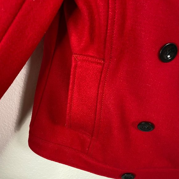 Old Navy Women's Size Small Red Button Up Wool‎ Long Sleeve Pea Coat Jacket - Picture 10 of 15